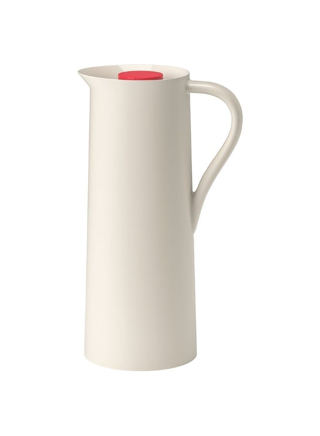 BEHÖVD Vacuum flask, beige/red, 1 l - Image 1